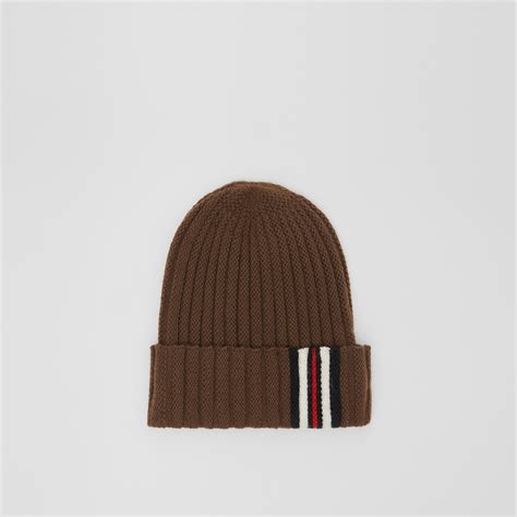 burberry stripe detail rib knit wool beanie|Logo Wool Beanie in Sand .